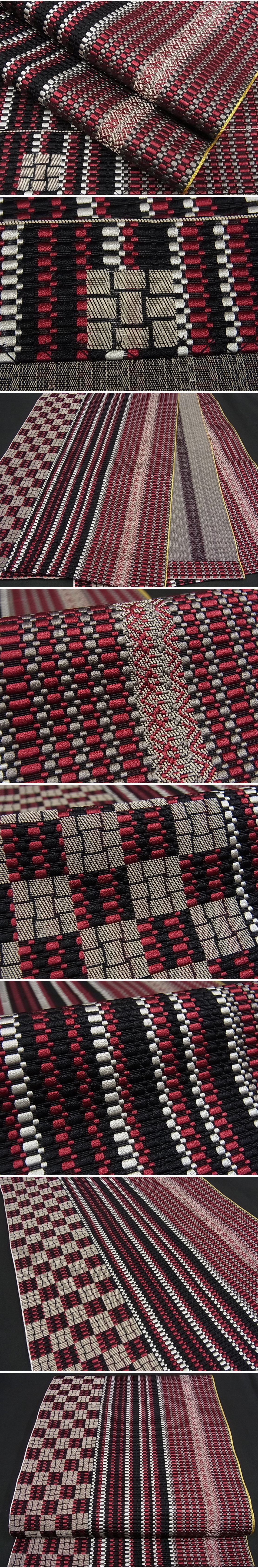 平和屋-こころ店■極上　1897年創業　名門岡野　本場筑前博多織　千年工房　八寸名古屋帯　間道　正絹　逸品　未使用　2kk1160