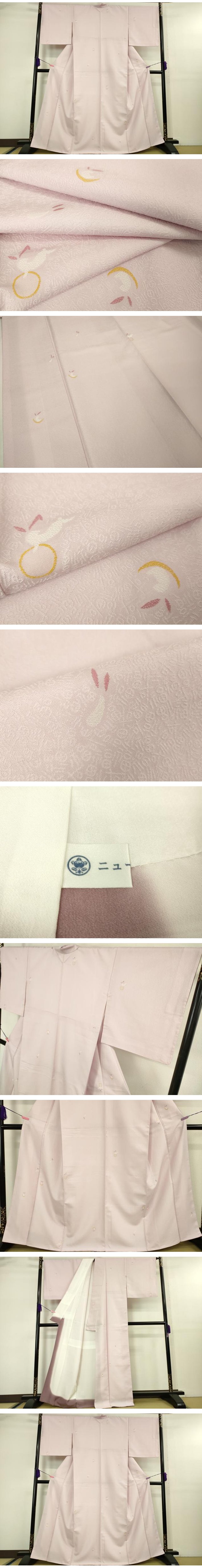 平和屋本店□極上 お召 兎 うさぎ 撫子色地 逸品 DZAA5385kh5