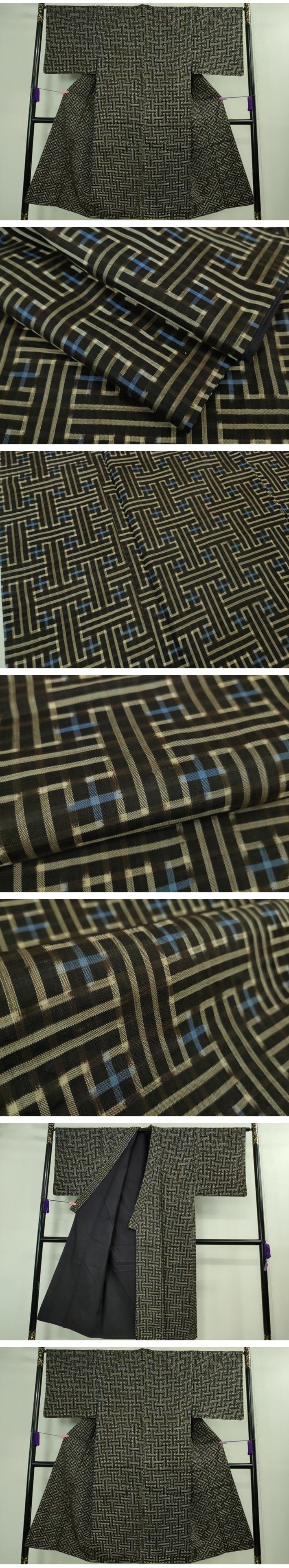 平和屋着物□希少 男性 本場大島紬 龍郷絣 秋名バラ 逸品 DZAB0158kh5