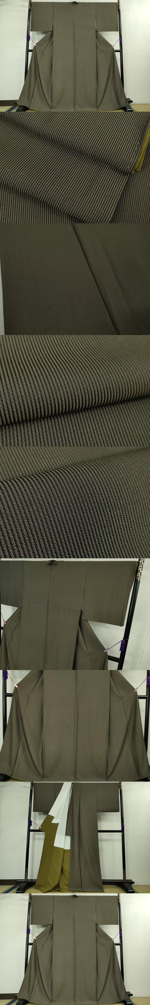 平和屋着物■極上　お召　万筋　黒緑色×利休色　逸品　DZAB1685kh5 平和屋着物□極上 お召 万筋 黒緑色×利休色 逸品 DZAB1685kh5