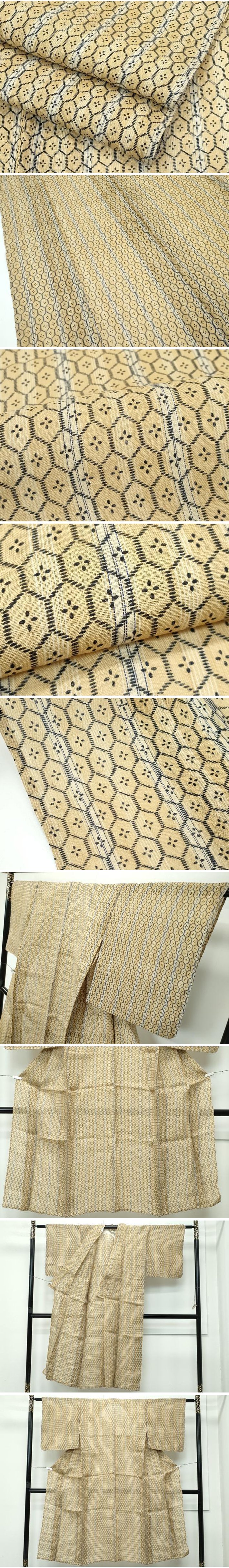 平和屋着物□極上 夏物 上布 亀甲文様 麻 逸品 CZAA3548s5